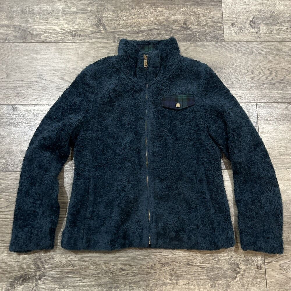 Pendleton High Pile Fleece Jacket Womens Small Full Zip Blue/Green